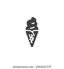 Waffle ice cream vector icon. filled flat sign for mobile concept and web design. Ice cream cone glyph icon. Symbol, logo illustration. Vector graphics