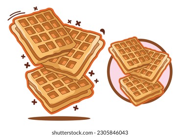 Waffle icon cartoon vector illustration