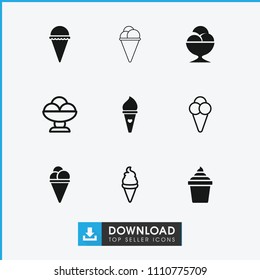 Waffle icon. collection of 9 waffle filled and outline icons such as ice cream, ice cream in can. editable waffle icons for web and mobile.