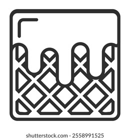 Waffle icon, Fast food symbol outline icon, editable vector illustration and transparent graphic element. Isolated on white background