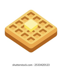 Waffle icon. Waffle flat vector style illustration on white background.