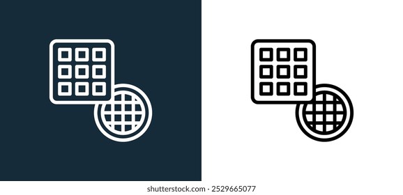 waffle icon isolated on white and black colors. waffle outline linear vector icon from bakery collection for mobile apps, web and ui.