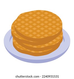 Icono de Waffle vector isométrico. Queso holandés. Gastronomía de platillos