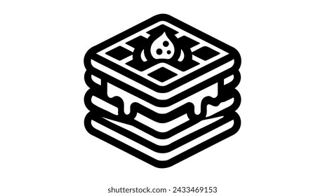 Icono de gofre. Ilustración de contorno del vector del icono del gofre sobre fondo blanco