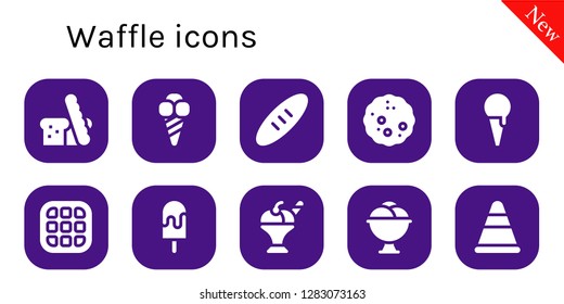  waffle icon set. 10 filled waffle icons. Simple modern icons about  - Bread, Ice cream, Waffle, Cone