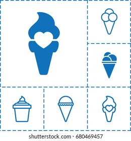 Waffle icon. set of 6 waffle filled and outline icons such as ice cream