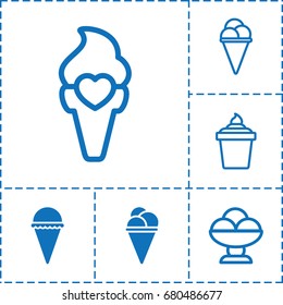 Waffle icon. set of 6 waffle filled and outline icons such as ice cream
