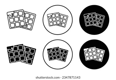 Waffelsymbol. Belgisches Waffelvektorsymbol in schwarz gefülltem und umrissenem Stil.
