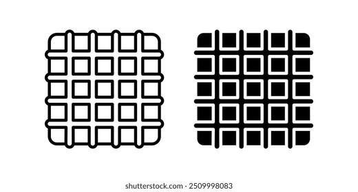 Conjunto de iconos de waffle. Símbolo de Croffle. Signo dulce del postre. para el concepto móvil y el Diseño web. Ilustración vectorial sobre fondo blanco