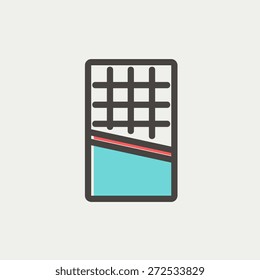 Waffle icon thin line for web and mobile, modern minimalistic flat design. Vector icon with dark grey outline and offset colour on light grey background.