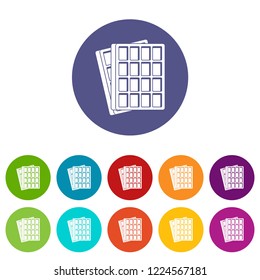 Waffle icons color set vector for any web design on white background