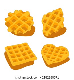 Waffle illustration, four types of waffle breakfast. Isolated background. vector
