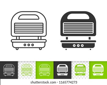 Waffle Iron black linear and silhouette icons. Thin line sign breakfast. Kitchen Appliance outline pictogram isolated on white, color, transparent Vector Icon shape. Waffle Iron simple symbol closeup