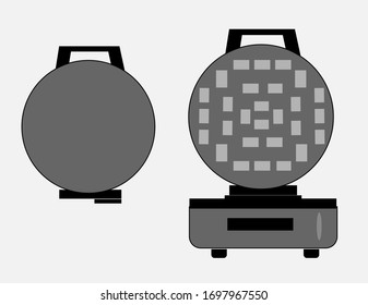 Waffle iron for cooking on the white background.