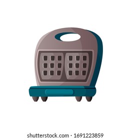 Waffle iron cute vector illustration. Cartoon waffle maker for kitchen designs, games, books for kids. Kitchen objects.Equipment for cooking.