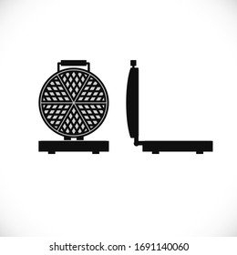 Waffle iron front and side view. Flat icon of appliance. Vector illustration