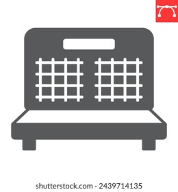 Waffle iron glyph icon, home appliances and kitchen equipment , waffle iron vector icon, vector graphics, editable stroke solid sign, eps 10.