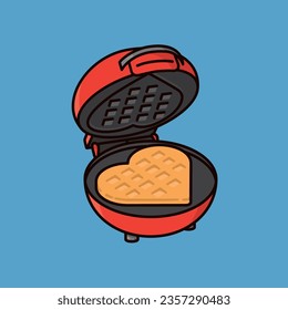 Plancha de hierro con forma de corazón ilustración vectorial de waffle para el Día del Hierro Waffle el 29 de junio