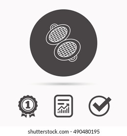 Waffle iron icon. Kitchen baking tool sign.