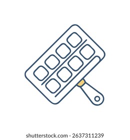 Waffle iron illustration with blue and beige on White Background