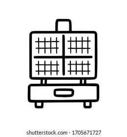 Waffle iron outline vector icon. Vector illustration isolated stroke on white background. Thin line black waffle iron icon, flat simple element illustration from editable kitchen concept.