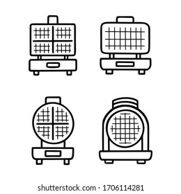 Waffle iron outline vector icon. Vector illustration isolated stroke on white background. Thin line black waffle iron icon, flat simple element illustration from editable kitchen concept.