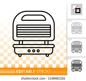 Waffle iron thin line icon. Outline sign of breakfast. Kitchen Appliance linear pictogram with different stroke width. Simple transparent vector symbol. Waffle iron editable stroke icon without fill