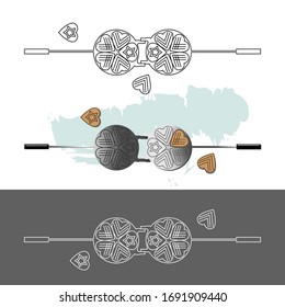 Waffle iron turning, vintage engraved illustration. vector appliance.
