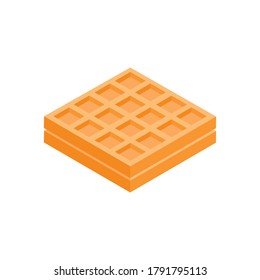 Waffle Isometric Flat Icon Illustration Isolated in White
