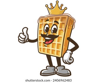 Waffle King cartoon mascot illustration character vector clip art