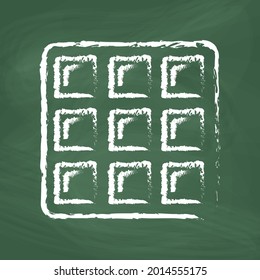 Línea de Waffle Icono diseño, tiza blanca. Dibuja una imagen en la pizarra.