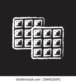 Waffle line Icon design, white chalk. Draw a picture on the blackboard.