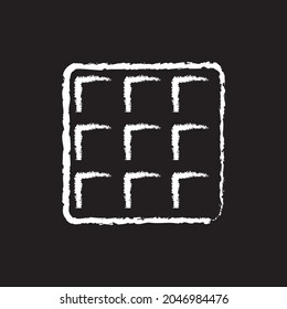 Waffle line Icon design, white chalk. Draw a picture on the blackboard.