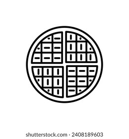 Waffle line icon. Tasty Treat icon in black and white color.