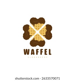 Ilustración del logotipo de Waffle. Logo de waffle con recubrimiento de chocolate