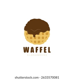 Waffle logo illustration. Waffle logo with chocolate coating
