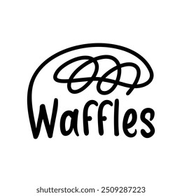 Modelo de ilustração vetor logotipo Waffle, letras, waffle emblema preto e branco