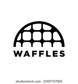 Plantilla de la Ilustración vectorial del logotipo del waffle con sabor dulce, blanco y negro