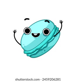 waffle macaron character cartoon. toy kawaii, cookie heeyes, coffee croissant waffle macaron character sign. isolated symbol vector illustration