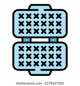 Waffle machine icon outline vector. Belgian cooker. Heart recipe color flat