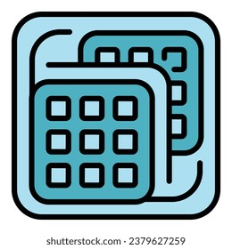 Vector de contorno de icono del dispositivo Waffle maker. Máquina de hierro. Color plano del equipo de bancada