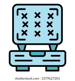 Vector de contorno del icono de la olla de creador de Waffle. Máquina belga. Color plano del dispositivo de inclinación