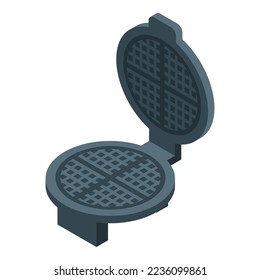 Waffle maker icon isometric vector. Iron machine. Food round