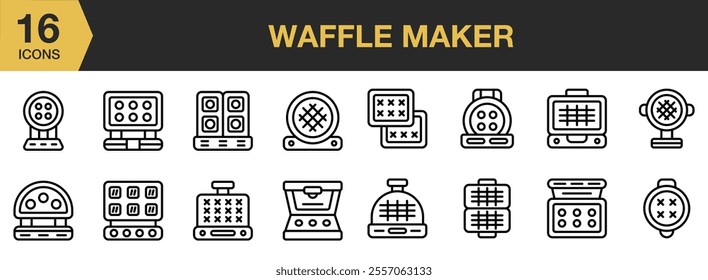 Waffle Maker icon set. Outline icons vector collection.