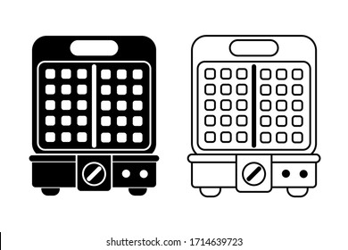 Waffle maker of waffle iron. Electrinic household for cooking belgian waffles. Home machine for breakfast and lunch cooking. Vector illustration EPS 10.