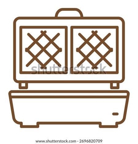 Waffle maker line icon isolated on transparent background. Kitchen appliance symbol for breakfast, cooking, and home electronics design. Editable stroke.