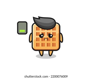 Waffelmaskottcharakter mit einer müden Geste , süßes Design