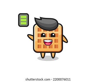 waffle mascot character with energetic gesture , cute design