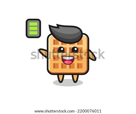 waffle mascot character with energetic gesture , cute design