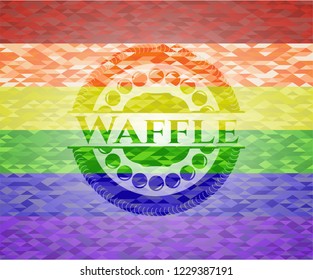 Waffle on mosaic background with the colors of the LGBT flag